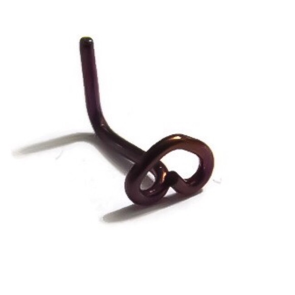 22G 20G 18G Oxidized 925 Sterling Silver Heart L-Shaped Nose Ring Stud - Picture 3 of 7